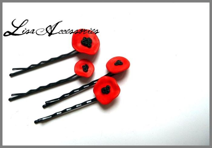 Bijuterii si Accesorii-Agrafe cu maci din fimo Agrafe cu maci din fimo
