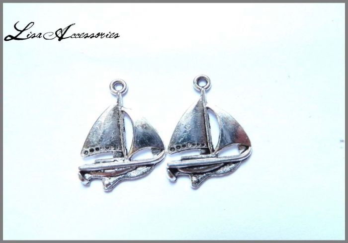 Furnituri-Charm Corabie argint tibetan Charm Corabie argint tibetan