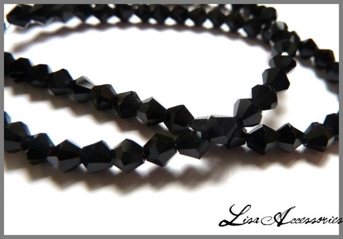 Cristale biconice negre 4 mm
