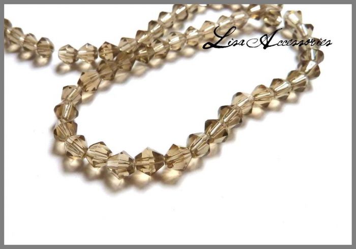Cristale bob de orez multifatetate gri 6*6 mm