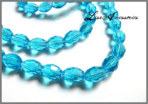 Cristale bob de orez multifatetate turcoaz 6*8 mm