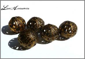 Margele filigran bronz antic 17 mm