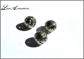 Margele metalice filigranate argintii 11 mm